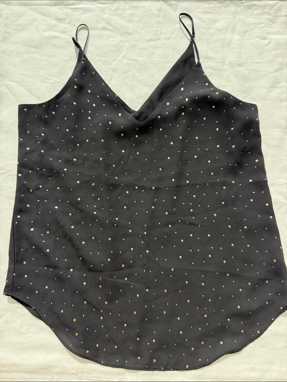 Express Black Cowl Neck Camisole with Gold Dot Print